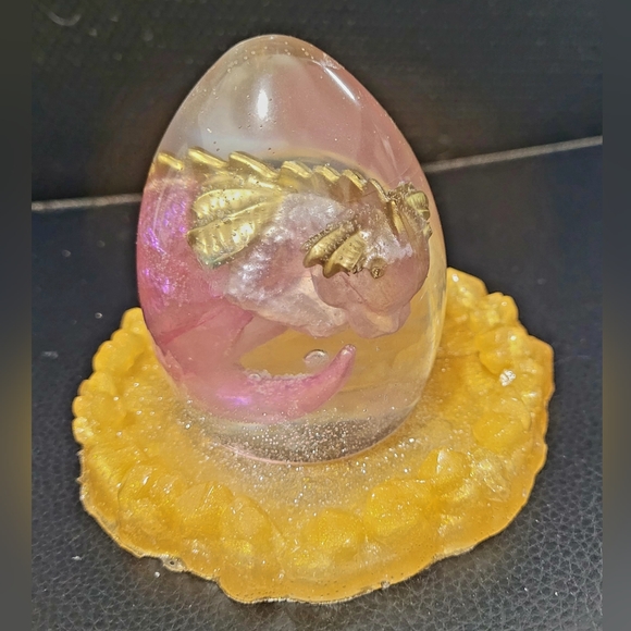 Handmade Resin Baby Dragon Egg in Nest. - Picture 2 of 16